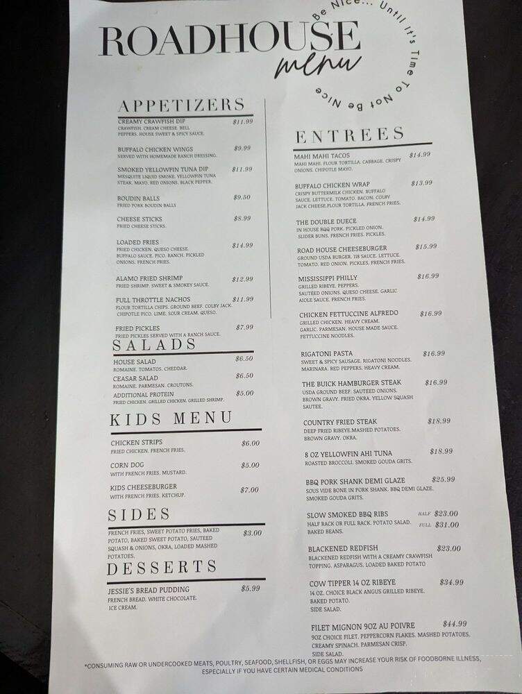 Road House - Petal, MS menu_pic