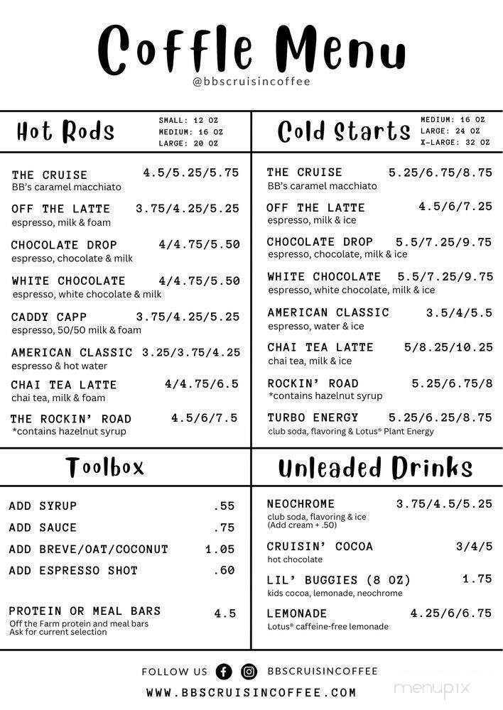 BB's Cruisin' Coffee - Payette, ID menu_pic