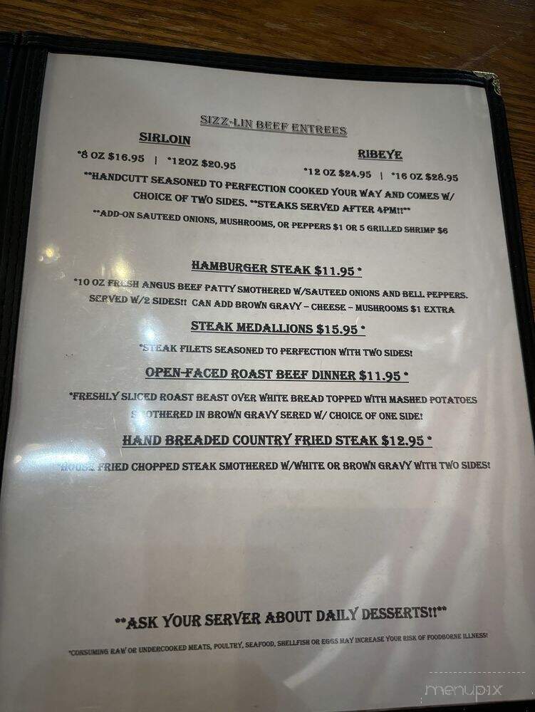 Twin Oaks - Savannah, TN menu_pic