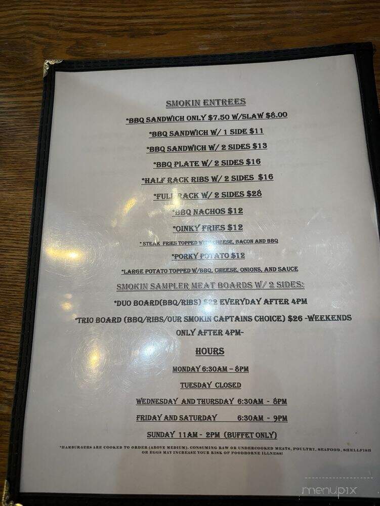 Twin Oaks - Savannah, TN menu_pic