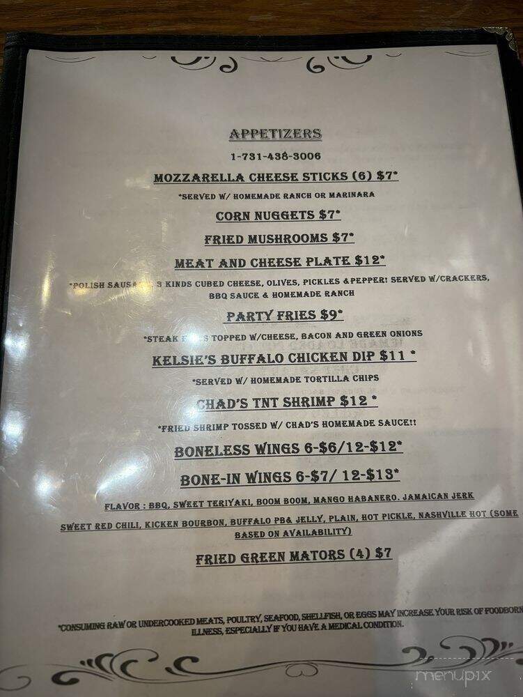 Twin Oaks - Savannah, TN menu_pic