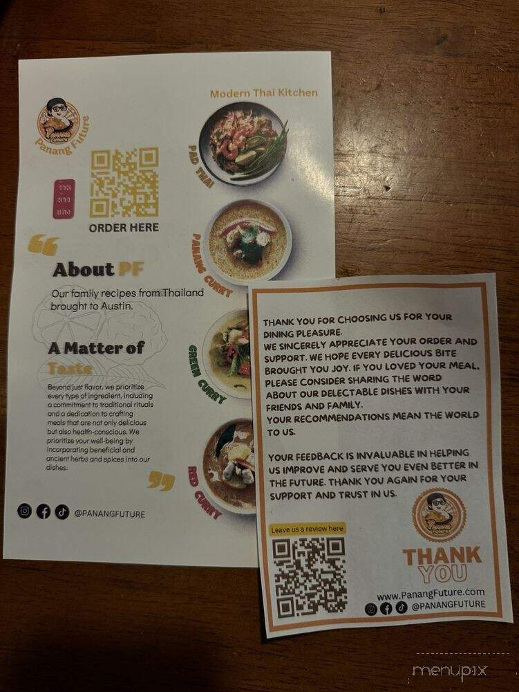 Panang Future - Austin, TX menu_pic