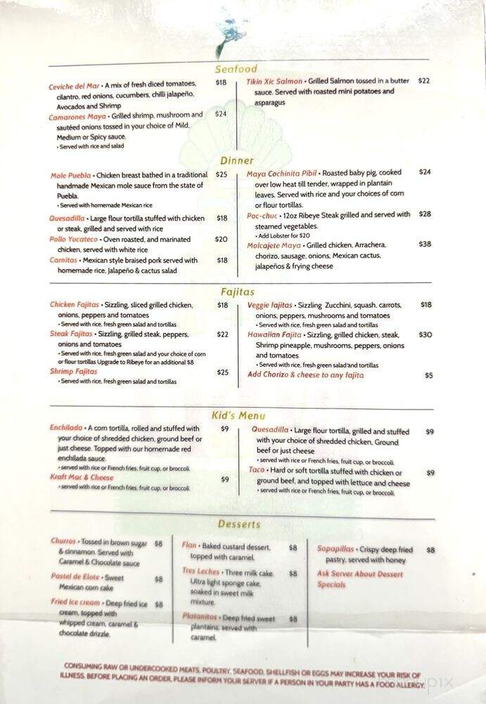 Maya Mexican Cocina & Tekila Bar - Upton, MA menu_pic