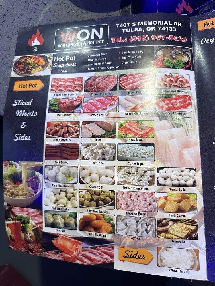 Won Korean BBQ & Hot Pot - Tulsa, OK menu_pic