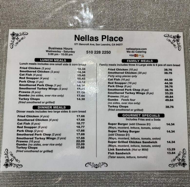 Nella's Place - San Leandro, CA menu_pic