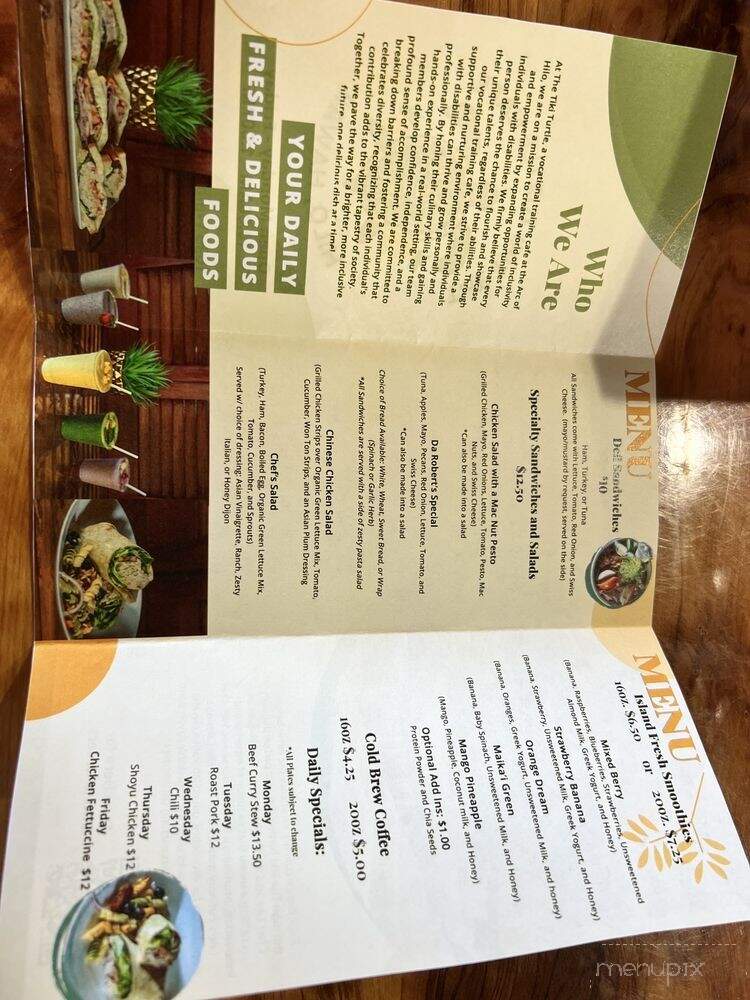 The Tiki Turtle Cafe - Hilo, HI menu_pic
