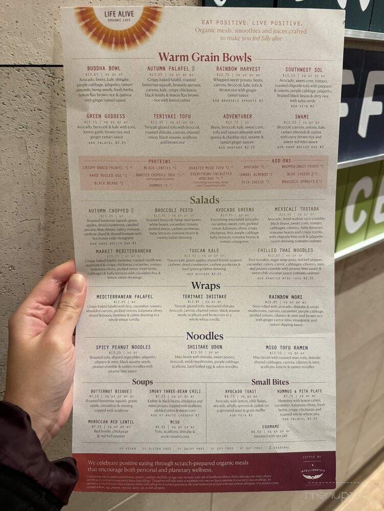 Life Alive Organic Cafe - Dedham, MA menu_pic