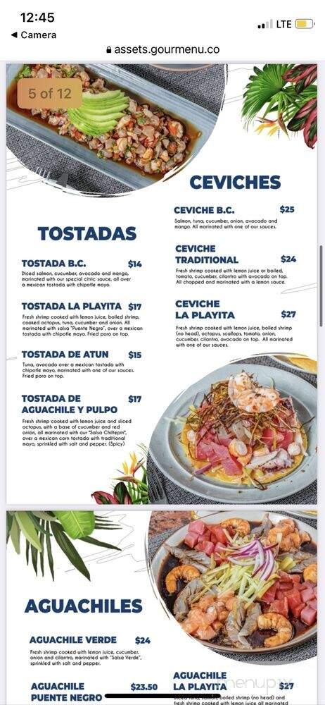 La Playita - Vancouver, BC menu_pic