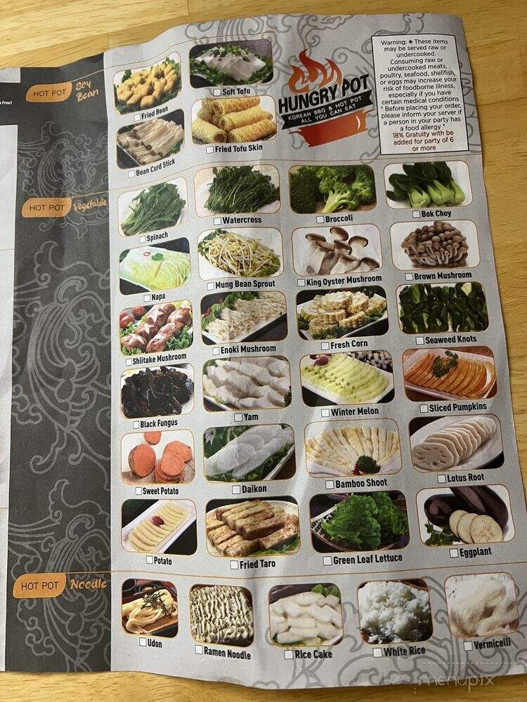 Hungry Pot Korean BBQ & Hot Pot - Wethersfield, CT menu_pic