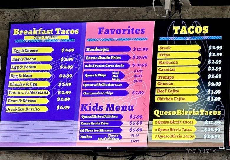 La Guera Street Tacos - Arlington, TX menu_pic