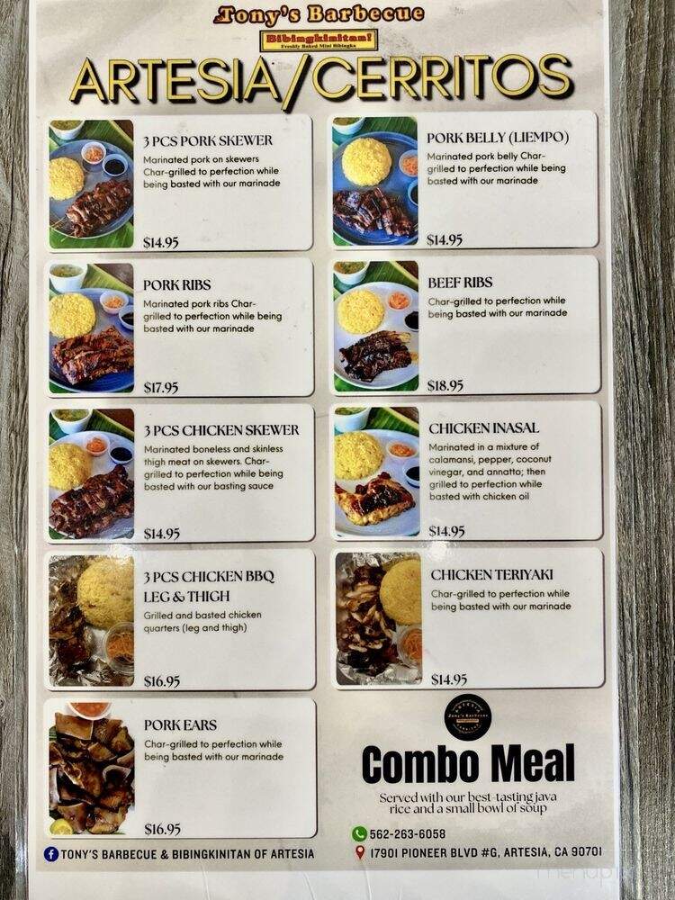 Tony's Barbecue - Artesia, CA menu_pic