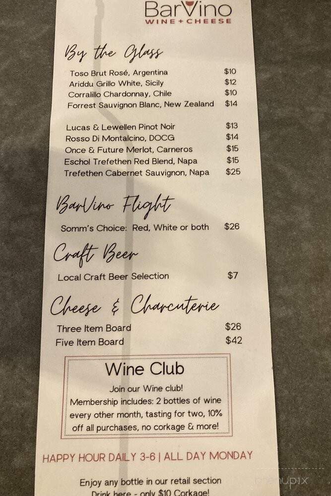 Bar Vino - Dana Point, CA menu_pic