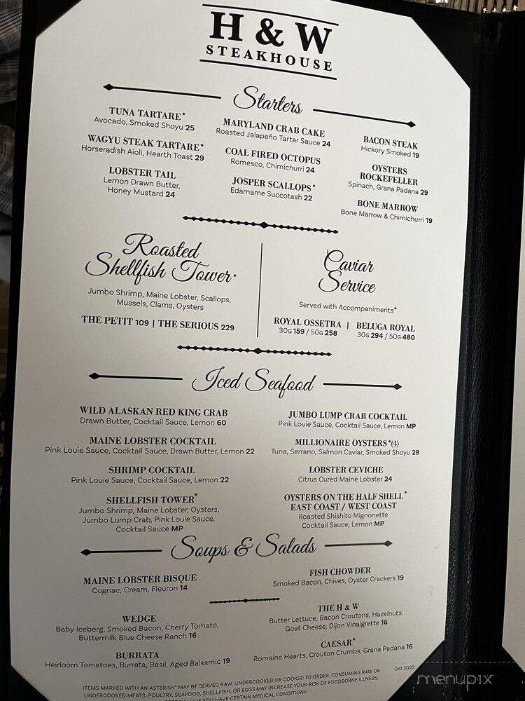 H&W Steakhouse - Norcross, GA menu_pic