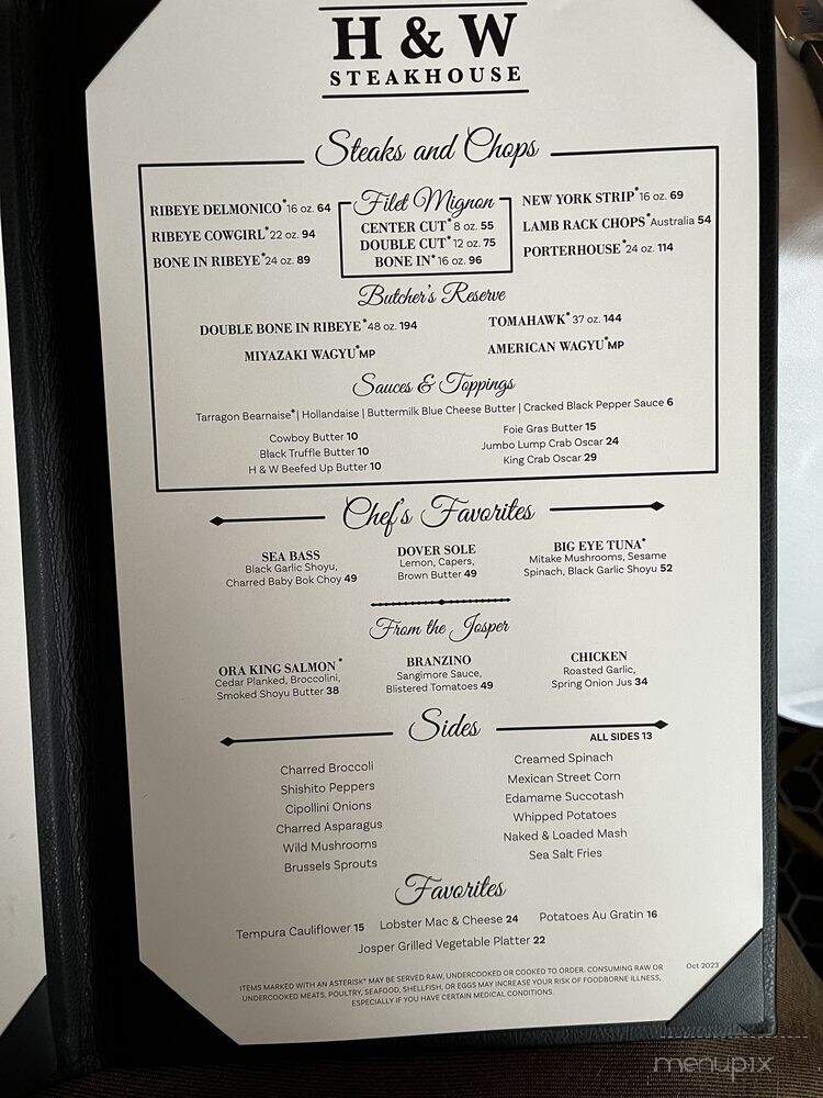 H&W Steakhouse - Norcross, GA menu_pic