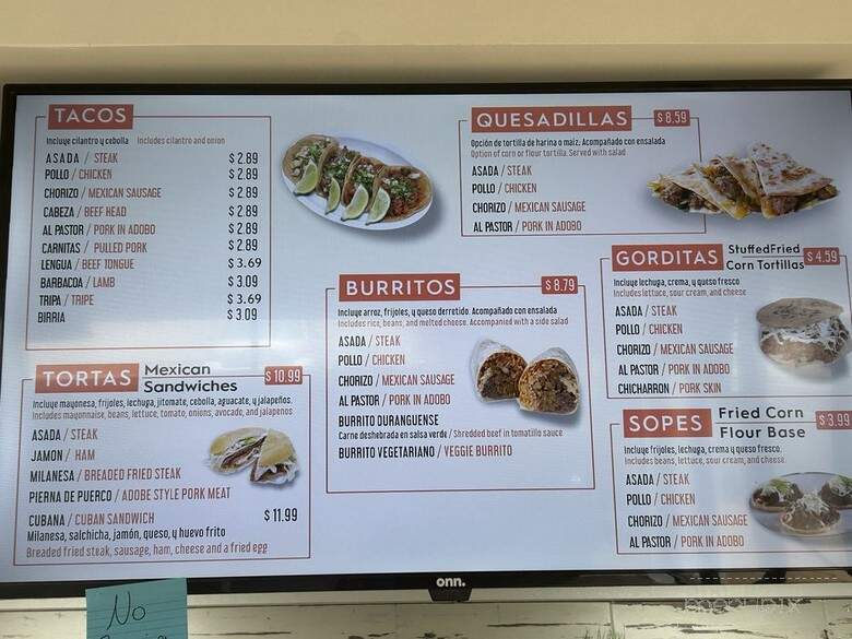 Taqueria Saribella - Cumming, GA menu_pic