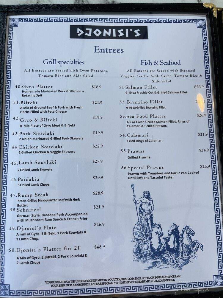 Djonisi's Restaurant - Sarasota, FL menu_pic