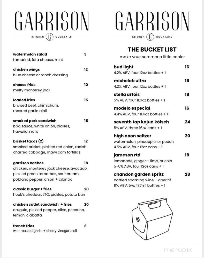 Garrison Kitchen + Cocktails - Metairie, LA menu_pic