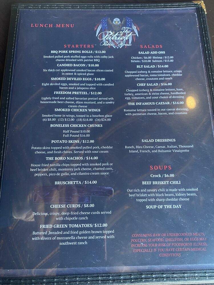 The Patriot Public House - Hillsboro, OH menu_pic