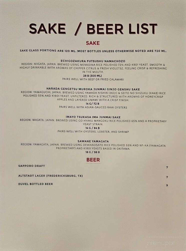 SOBO Sushi & Oyster Bar - Boerne, TX menu_pic