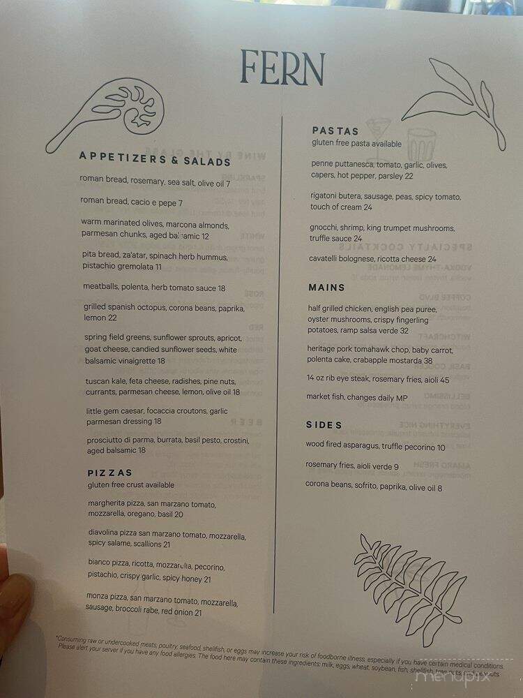 Fern - Lakeville, CT menu_pic