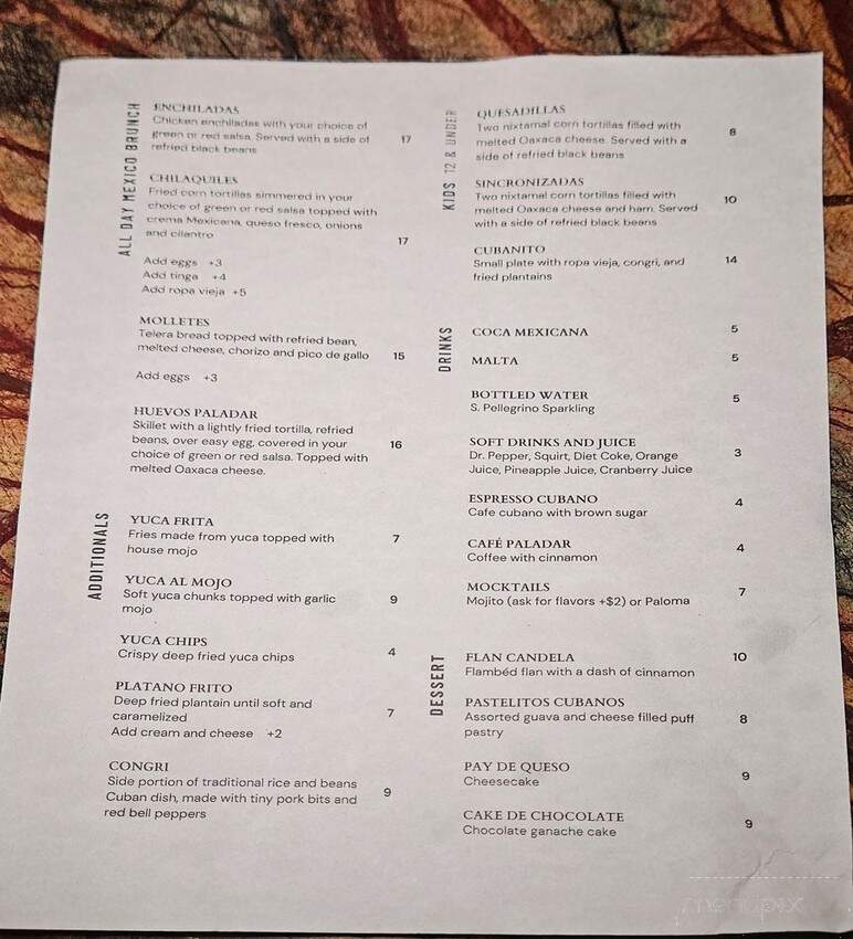 Paladar Fusion Mexico Cuba - San Antonio, TX menu_pic