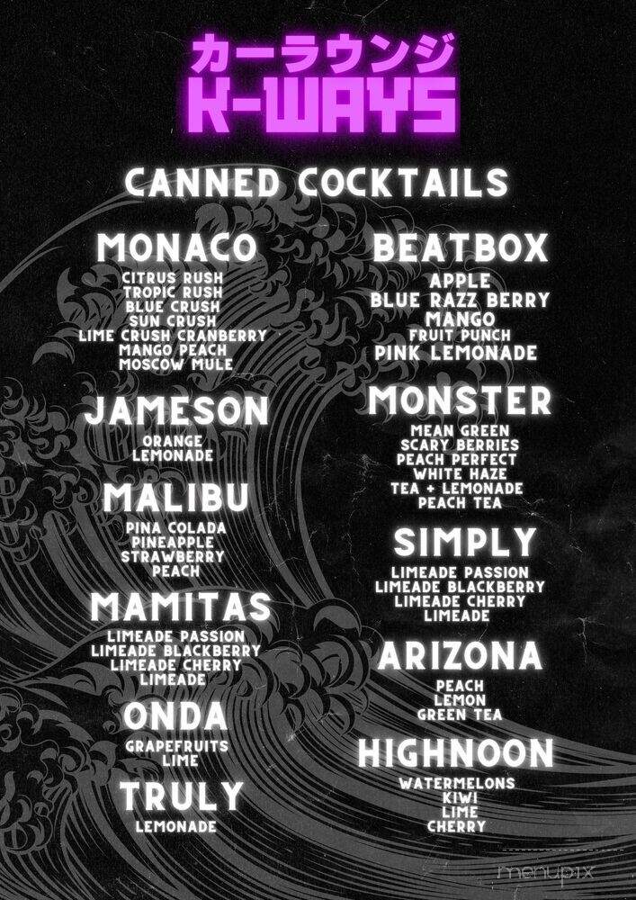 K-Ways Car Lounge - Las Vegas, NV menu_pic