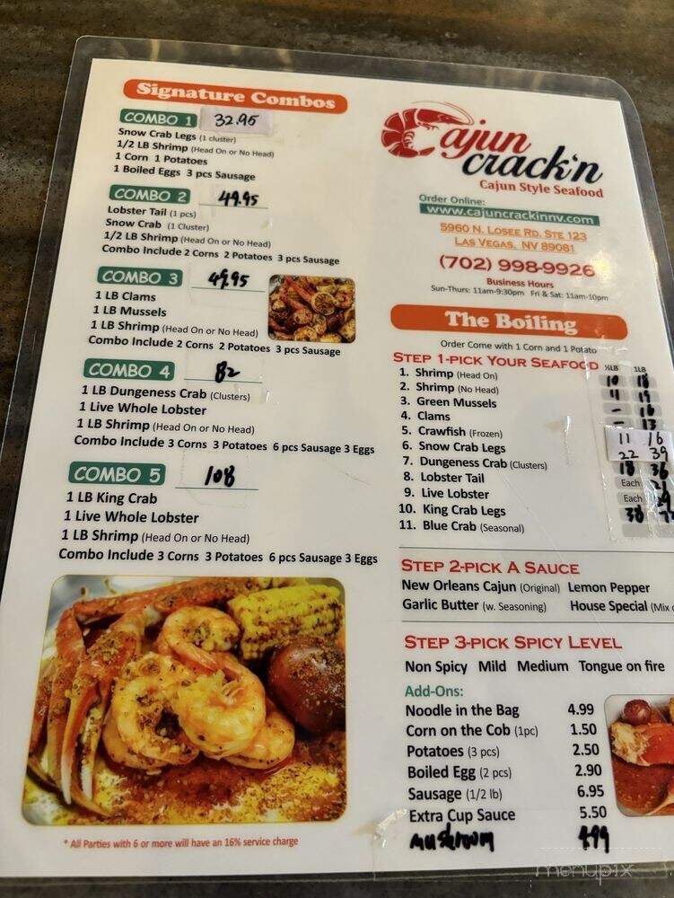 Cajun Crackin - North Las Vegas, NV menu_pic