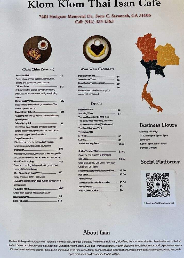 Klom Klom Thai - Savannah, GA menu_pic
