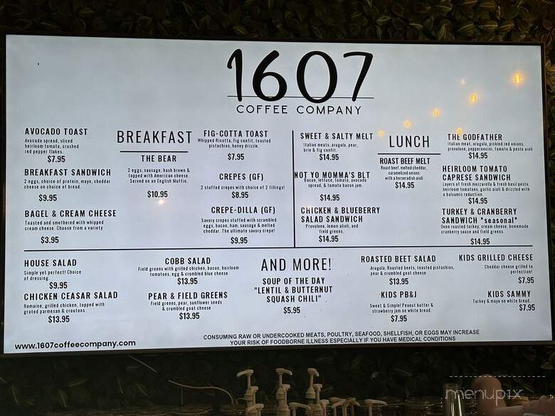 1607 Coffee Company - Williamsburg, VA menu_pic