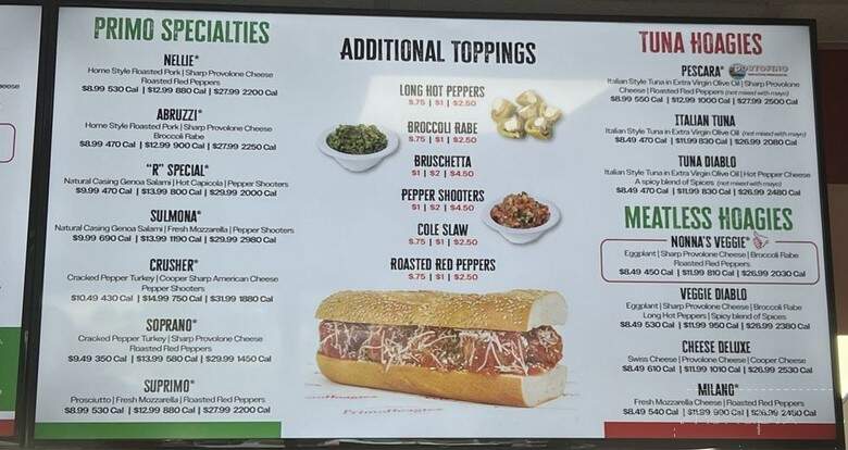 PrimoHoagies - Wilmington, NC menu_pic