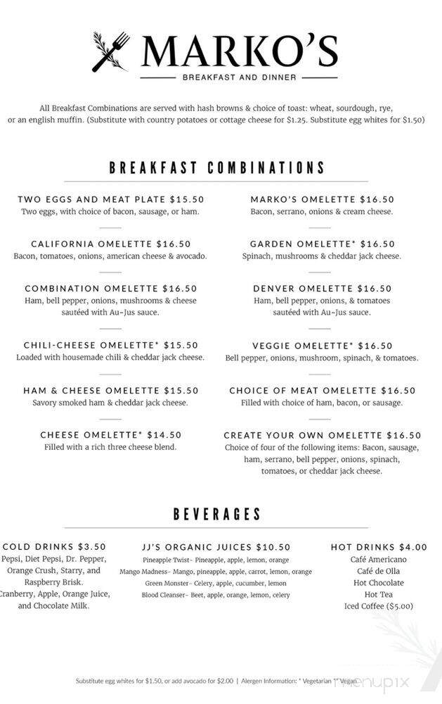 Marko's Breakfast & Dinner - Temple City, CA menu_pic