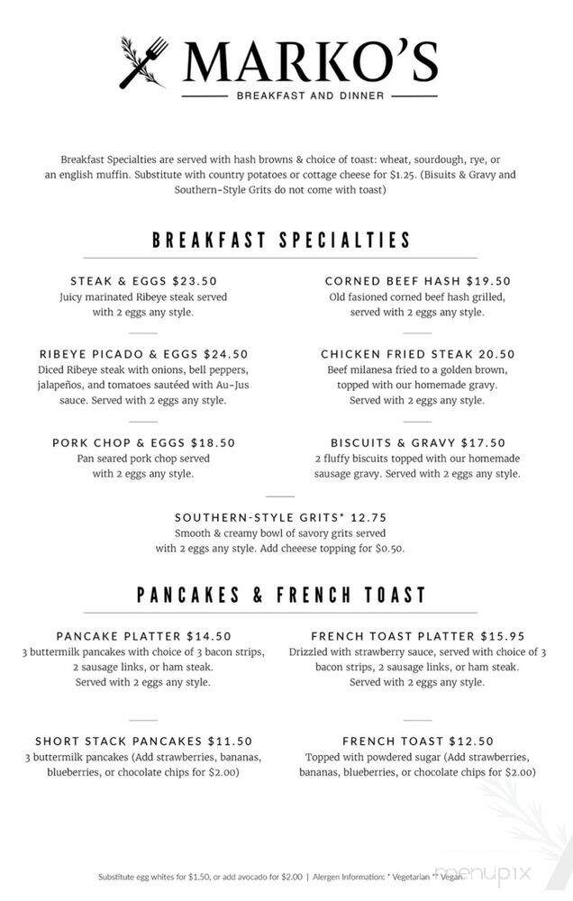 Marko's Breakfast & Dinner - Temple City, CA menu_pic