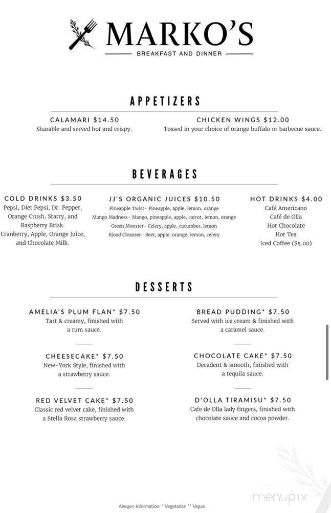 Marko's Breakfast & Dinner - Temple City, CA menu_pic