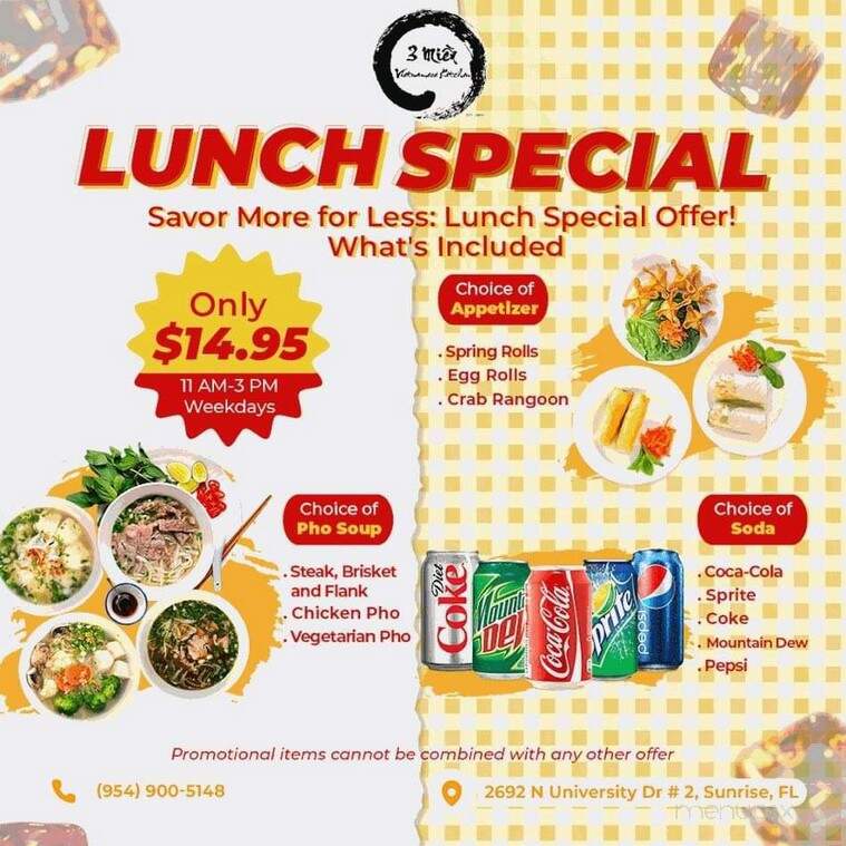 3 Mien Vietnamese Kitchen - Sunrise, FL menu_pic