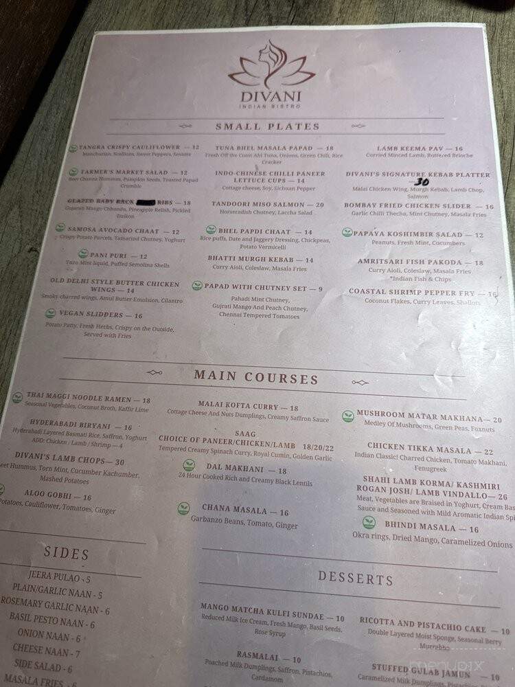 Divani Indian Bistro - Marina del Rey, CA menu_pic