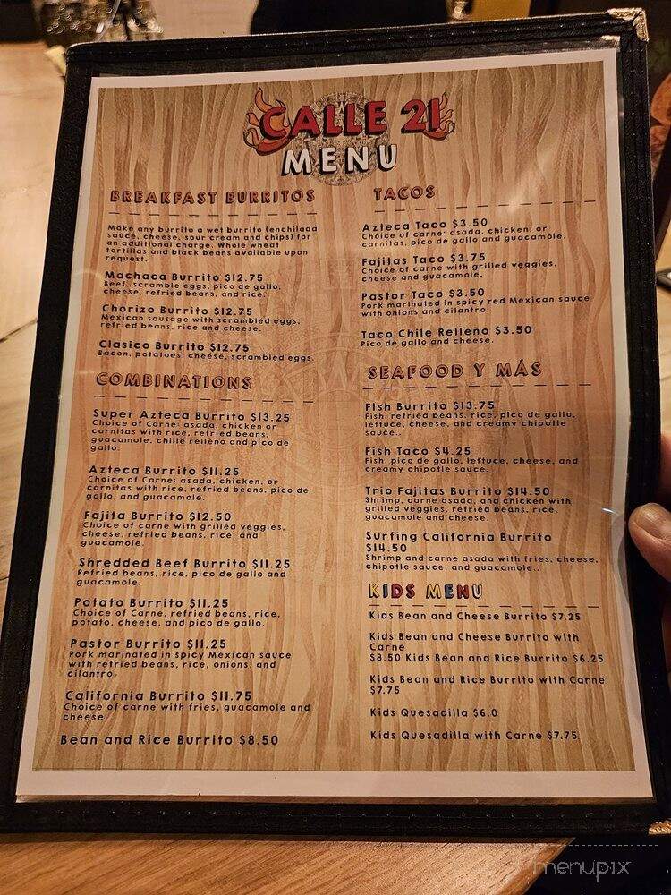 Calle 21 - Portland, OR menu_pic