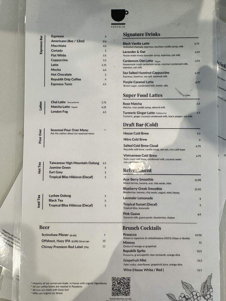 Republik Coffee - Burbank, CA menu_pic