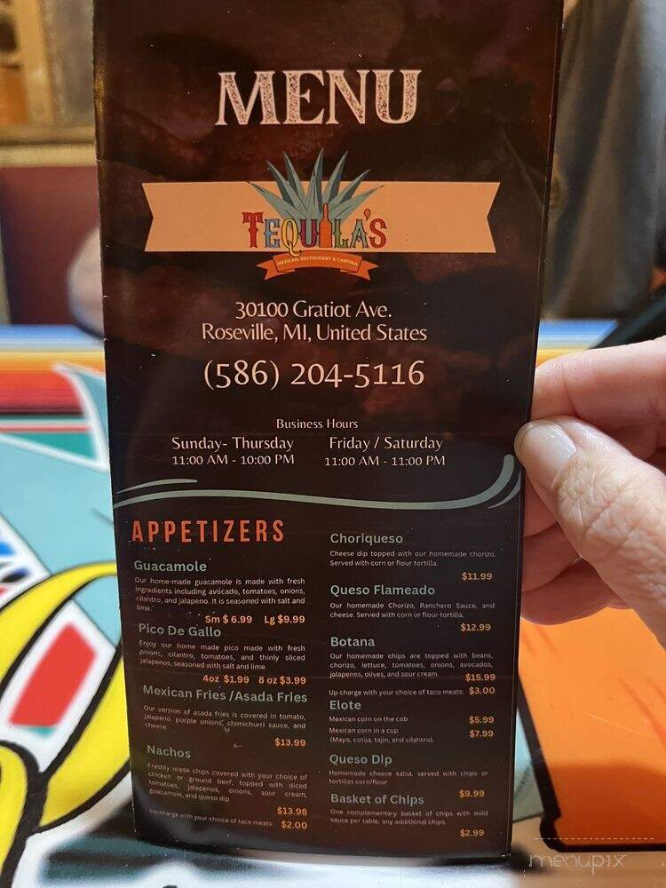 Tequila's Mexican Restaurant & Cantina - Roseville, MI menu_pic
