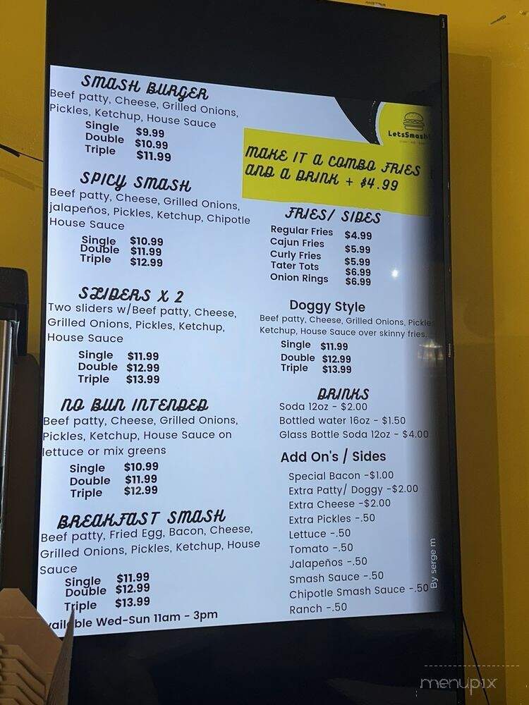 Lets Smash - Los Angeles, CA menu_pic