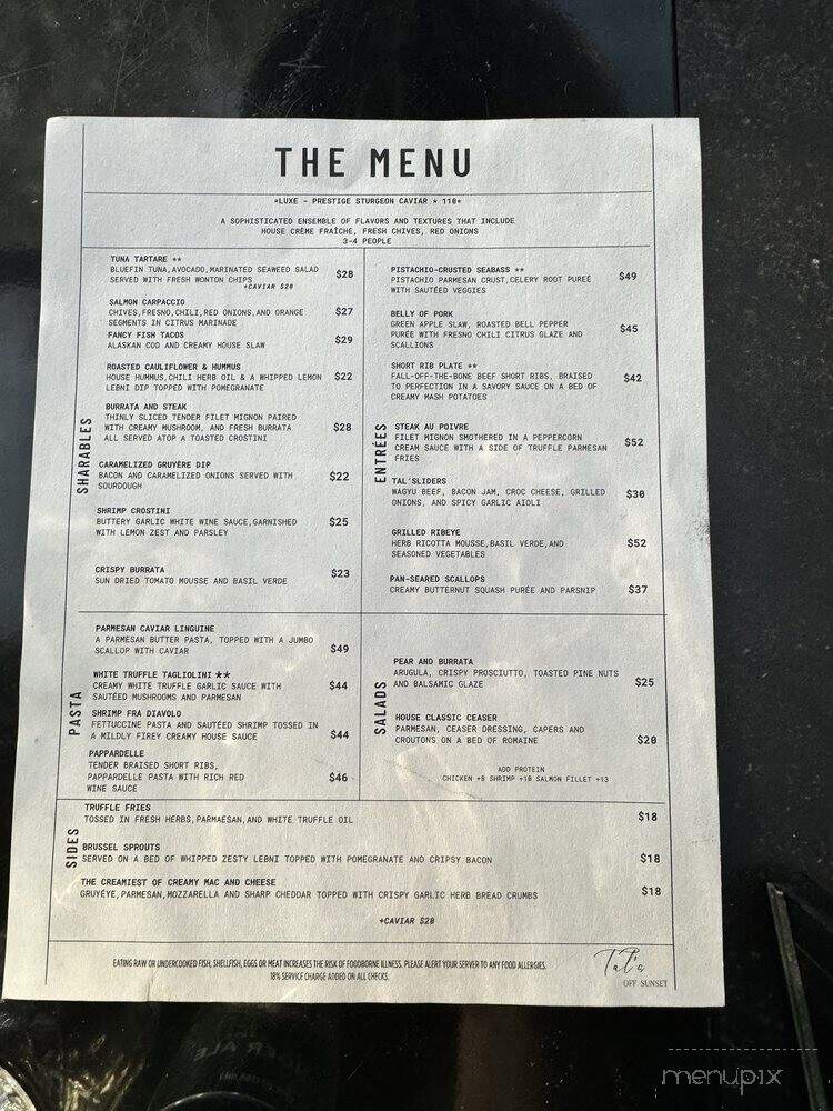 Tal's Off Sunset - Los Angeles, CA menu_pic