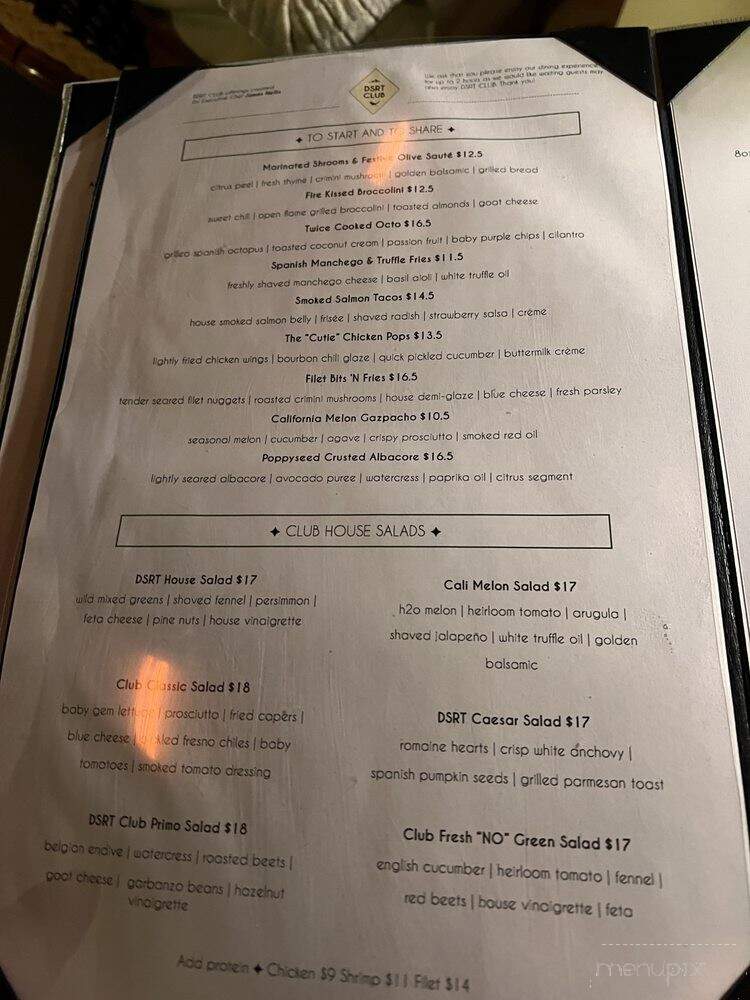 Dsrt Club - La Quinta, CA menu_pic