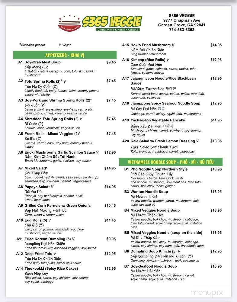 S365 Veggie - Garden Grove, CA menu_pic