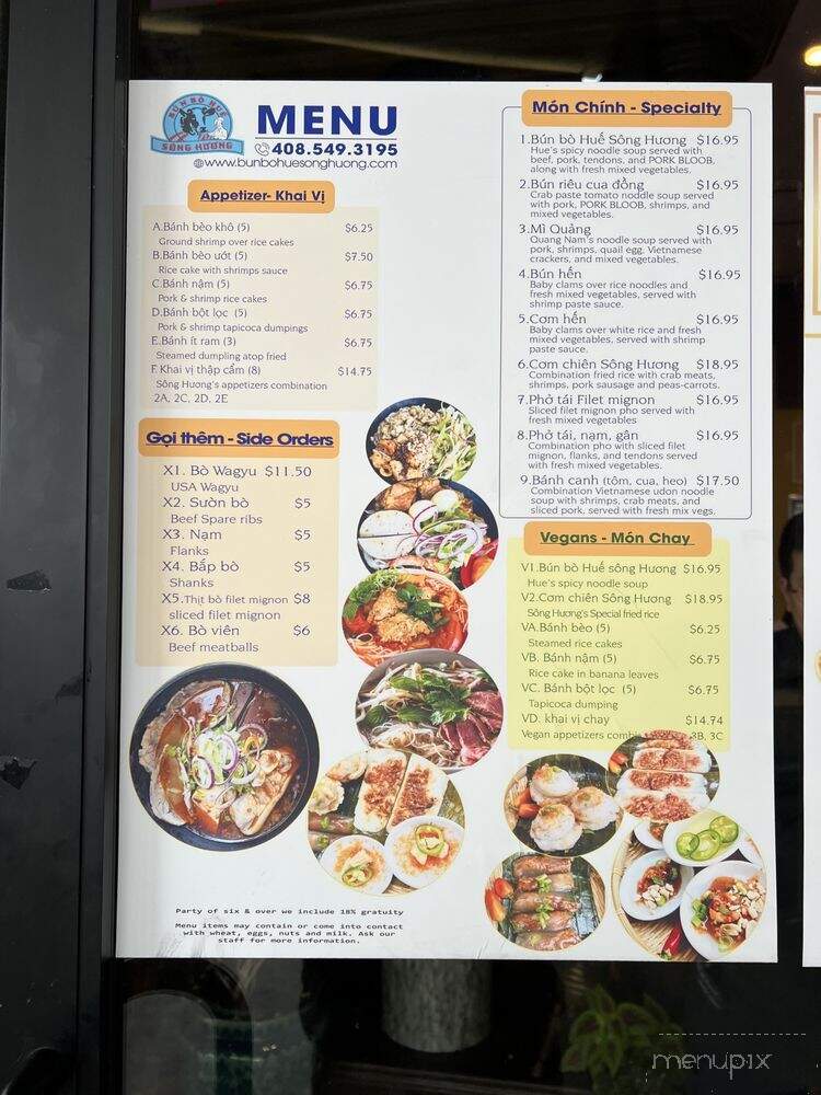 Bun Bo Hue Song Huong - San Jose, CA menu_pic