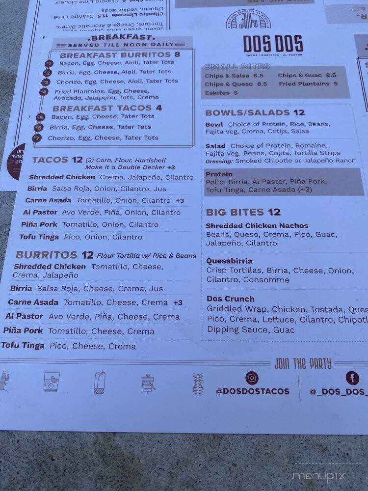Dos Dos - Colorado Springs, CO menu_pic