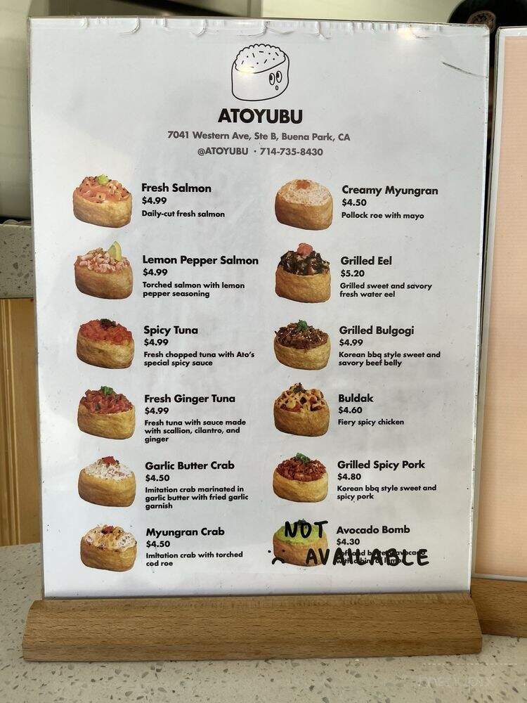 Atoyubu - Buena Park, CA menu_pic