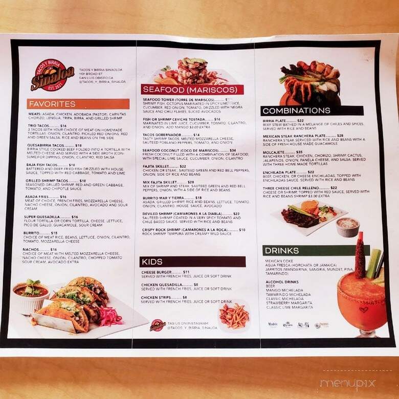 Tacos Y Birria Sinaloa - San Luis Obispo, CA menu_pic