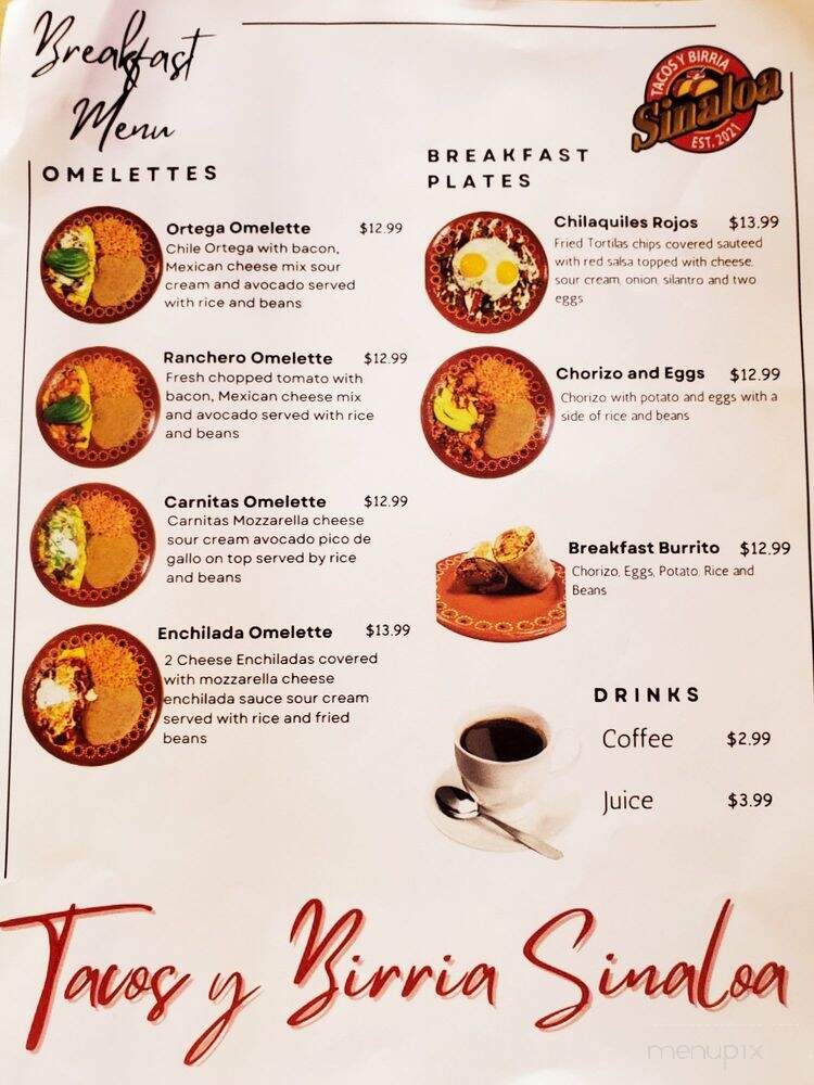 Tacos Y Birria Sinaloa - San Luis Obispo, CA menu_pic