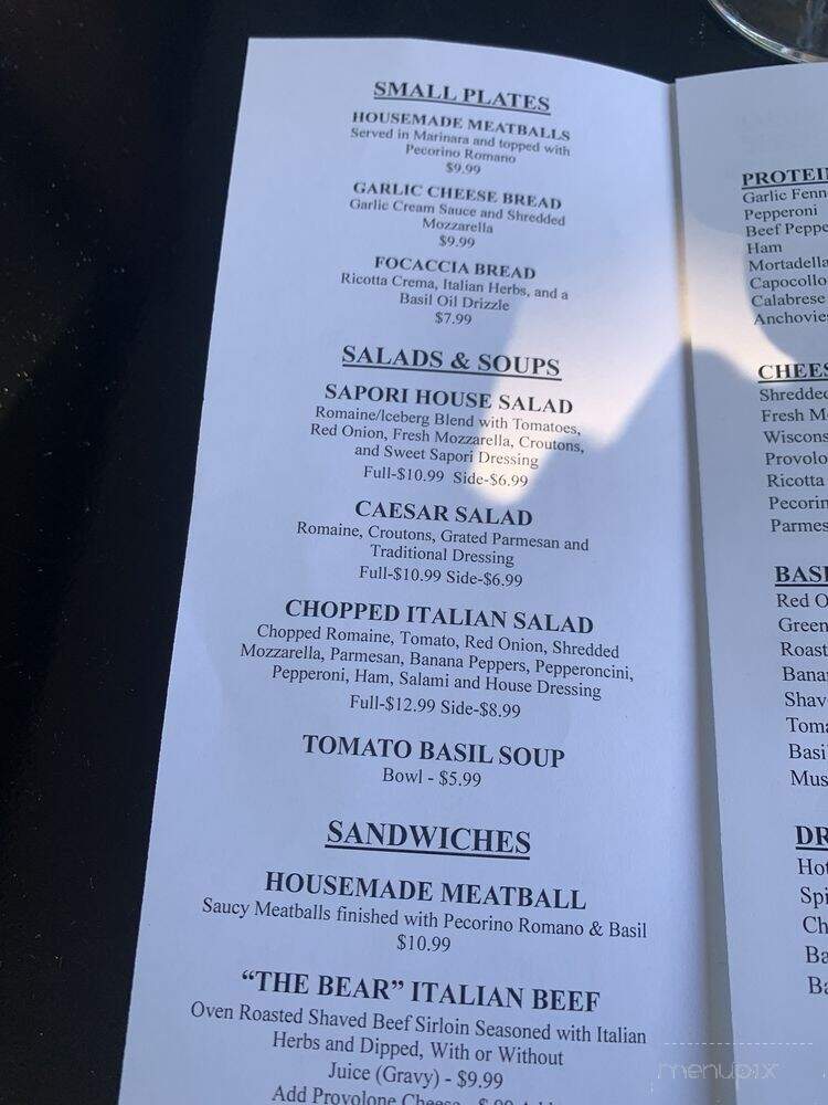 Sapori Pizzeria & Italian Market - Springfield, IL menu_pic