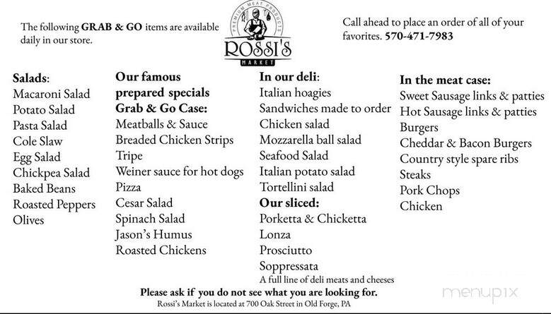 Rossi's Market - Old Forge, PA menu_pic
