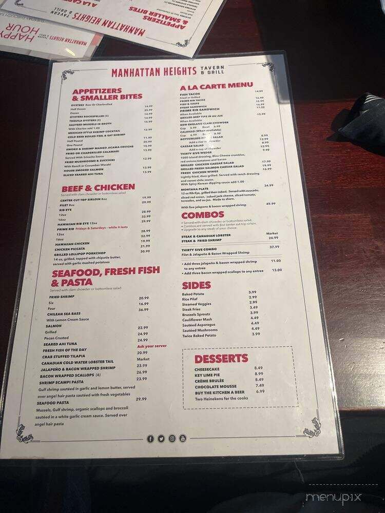 Manhattan Heights Tavern & Grill - El Paso, TX menu_pic
